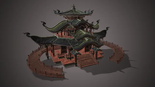 阁楼 写实模型 古风建筑 游戏模型