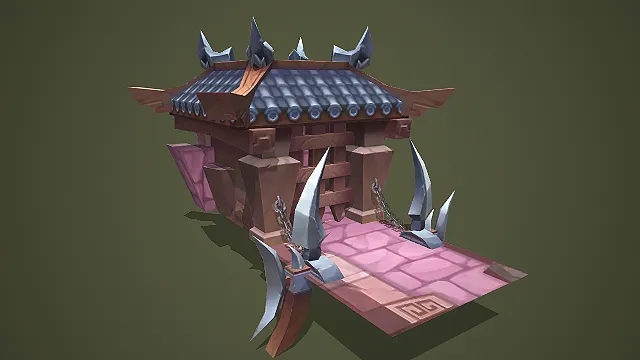 中式古风尖刺地牢建筑 3D 模型