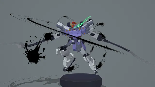 3D卡通风格科幻水墨风机甲模型，创意设计（3D机甲、卡通风格、科幻水墨风，机甲设计主题）