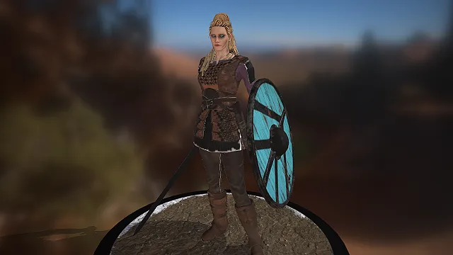 维京女战士  金发高马尾  圆盾长剑  部落勇士