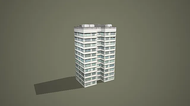 现代简约转角高层写字楼 3D 模型 城市商住两用楼宇建筑资产