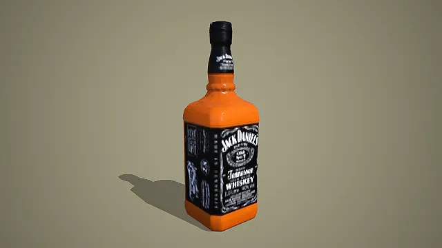 杰克丹尼田纳西威士忌方瓶 3D 低多边形酒类道具模型