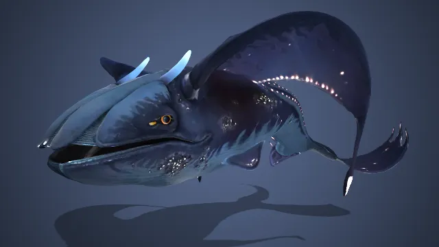 风格化发光鲸鱼奇幻海洋动物