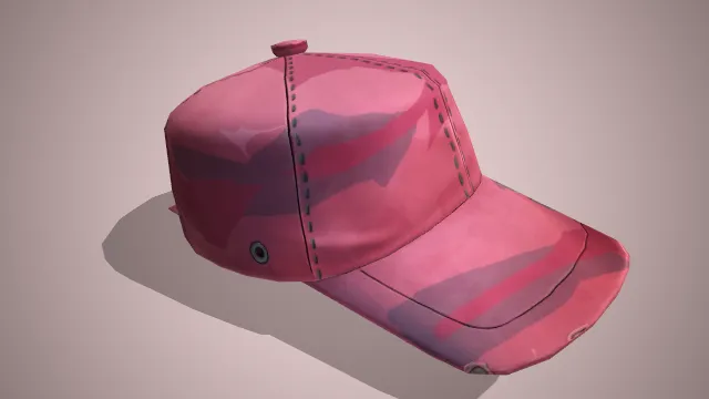 粉色鸭舌帽有红色紫色涂鸦装饰