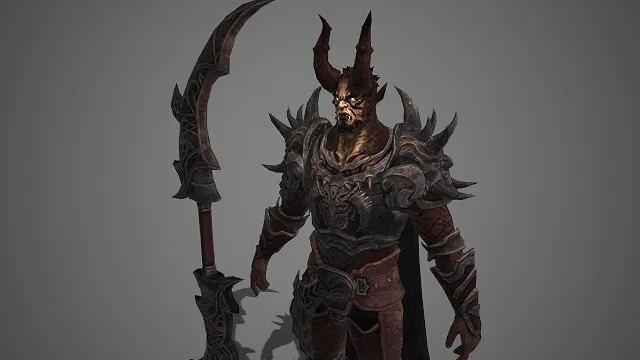 恶魔风格  暗域战将  尖刺重铠  尖刺设计  凶悍  暗褐魔纹  披风  强化恶魔  巨镰武器