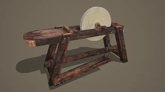 复古风格木质磨石机3D模型