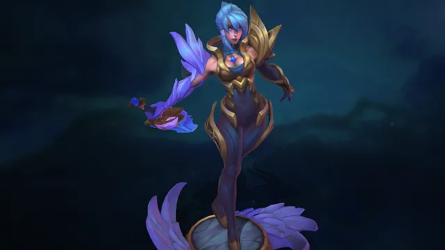 锐雯  蓝金战甲  精灵短发  水晶羽翼