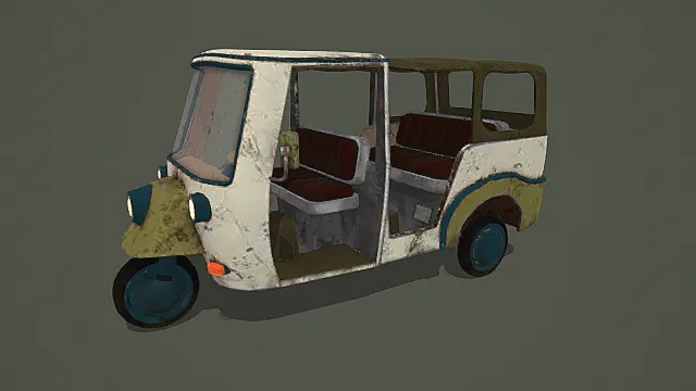 复古做旧风三轮嘟嘟车3D模型
