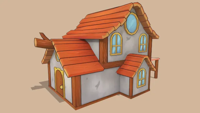 猫窝房屋建筑木屋场景模型