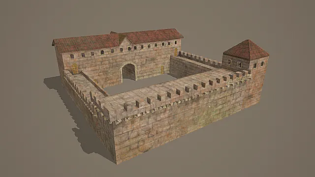 复古石砌城堡庭院3D模型