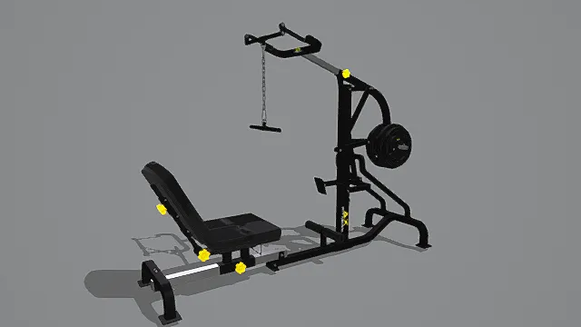卡通风格健身房坐姿推胸训练器3D模型