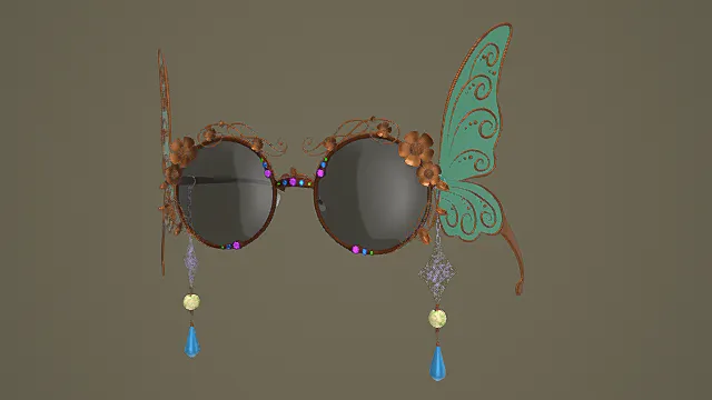 幻蝶森系风格花饰蝶翼眼镜模型