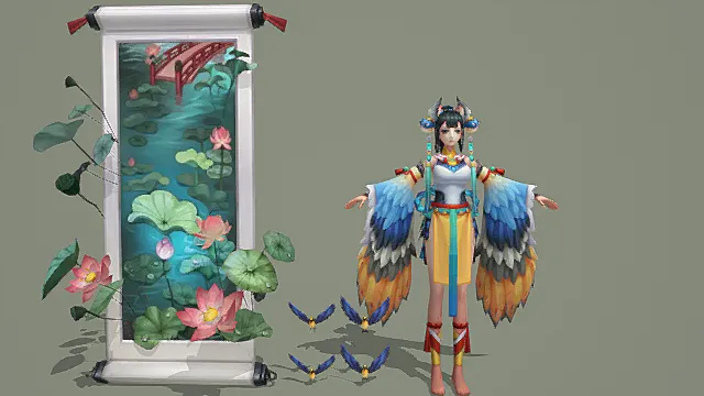 《阴阳师》姑获鸟-慈乌稚子 角色模型