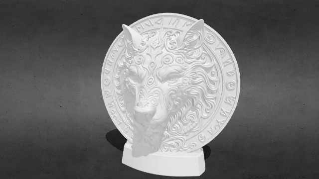 维京符文狼头 壁挂浮雕stl.stl