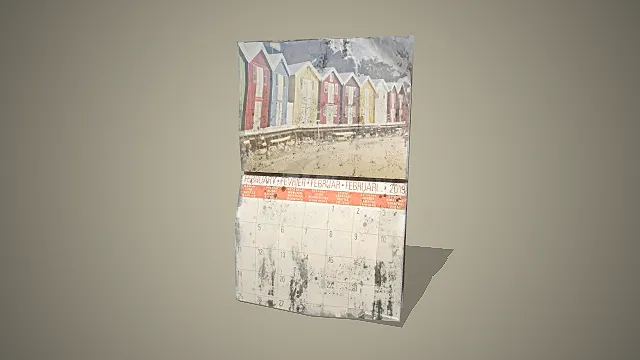 做旧日历  场景道具  日历模型  做旧纹理