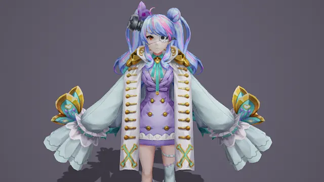 3D奇幻风女性角色模型，创意设计（3D女性角色、奇幻风格、游戏风、魔幻美学、角色设计感）