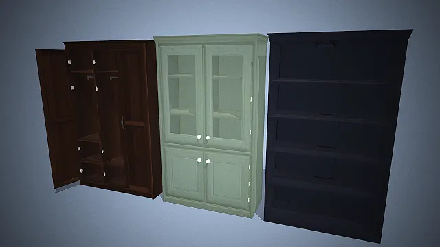 三款不同设计的衣柜3D模型