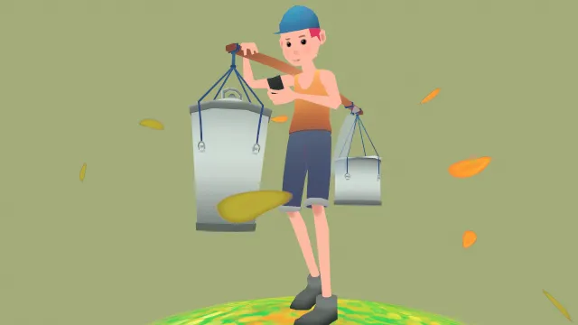 供应商角色挑着担子的男生人物