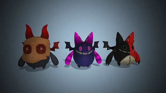 玩偶  小恶魔  缝线工艺  纽扣眼  翅膀