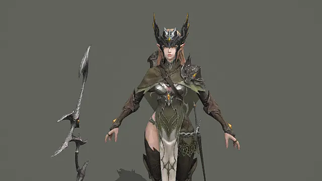 奇幻精灵风自然战甲女战士3D模型