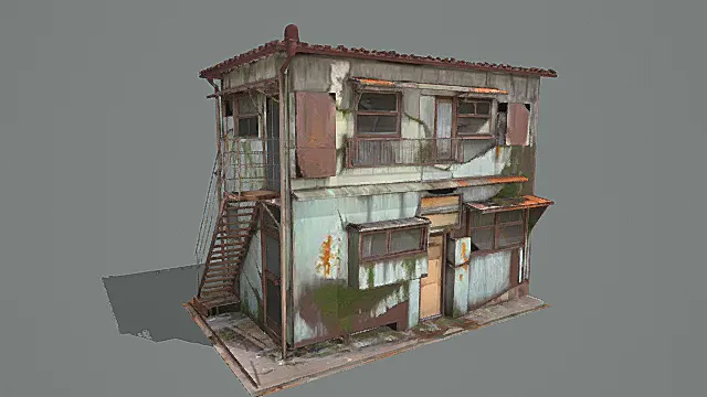 末日苔藓锈蚀风老旧民居3D模型
