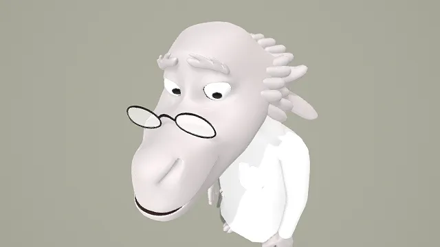 3D卡通风格羊形拟人角色模型，创意设计（3D角色、卡通风格、儒雅拟人风，角色设计主题）