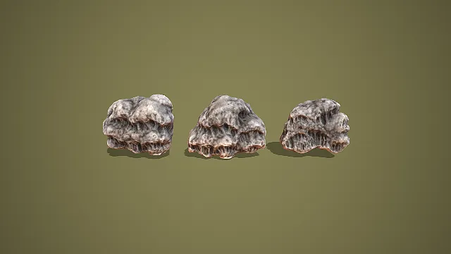 三组紧凑多孔溶洞岩石组合洞窟场景装饰模型