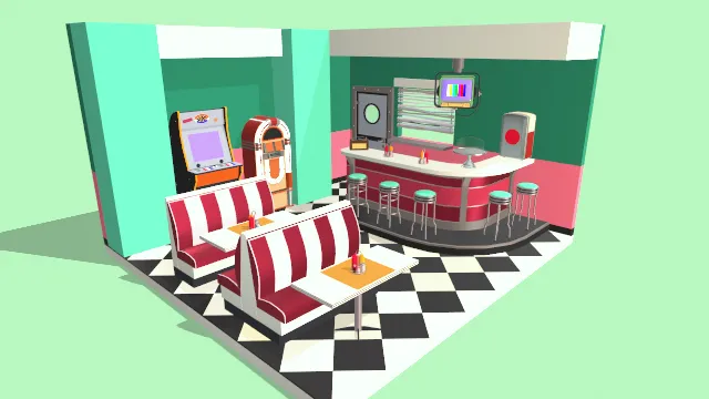 复古咖啡馆场景房间餐厅