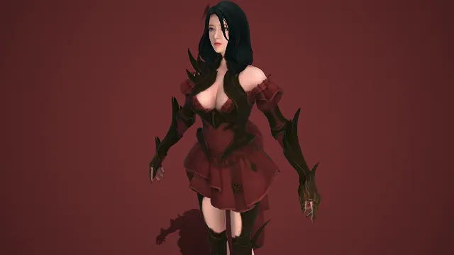 黑红撞色  尖刺装饰  暗黑元素  危险魅惑  黑发  红黑战装