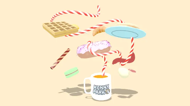 饮料甜甜圈华夫饼牛角包饼干早餐食品类型模型