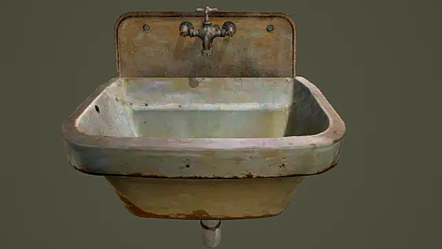 复古做旧金属洗手池3D模型