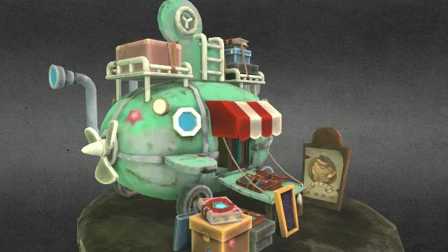 旅行潜艇装有生活用品微缩场景岛屿模型