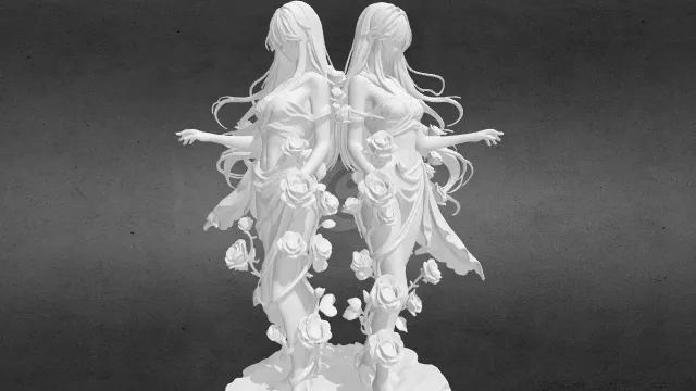 缠枝莲华・双生像 玫瑰双子stl.stl