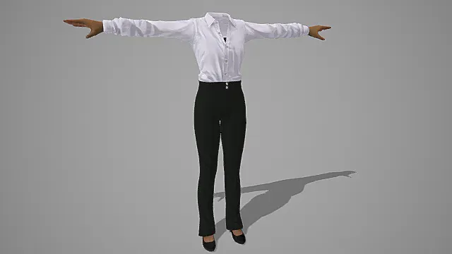 职场简约风格白衬衫黑裤服饰模型 