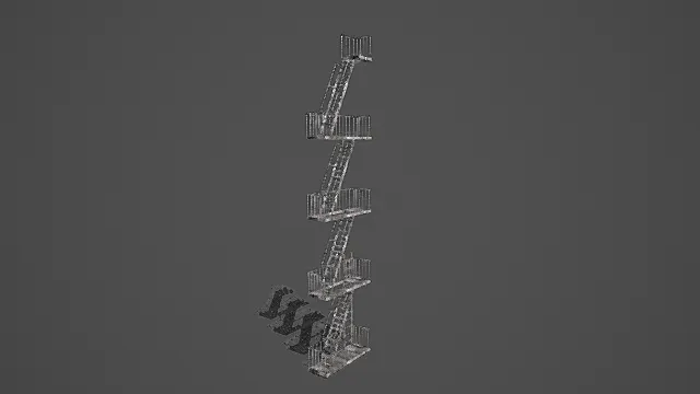 未来解构风折线式金属楼梯装置3D模型