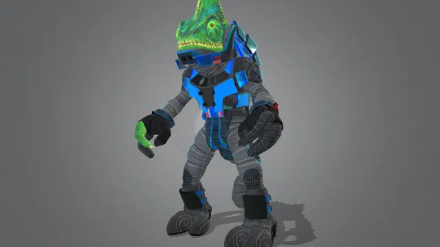 变色龙拟人角色科幻机械衣服模型动画