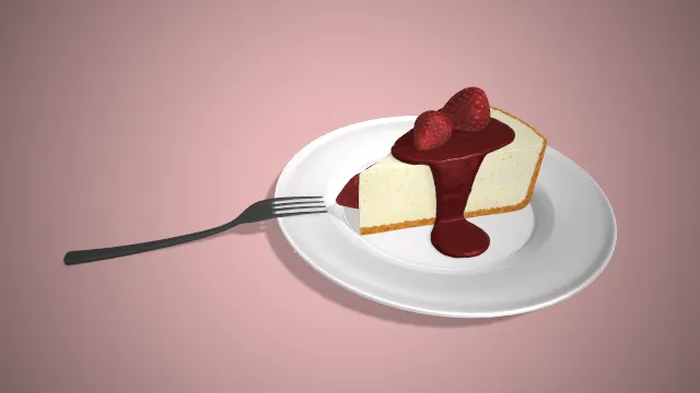 一个写实风格的常见西式甜点芝士蛋糕3D模型