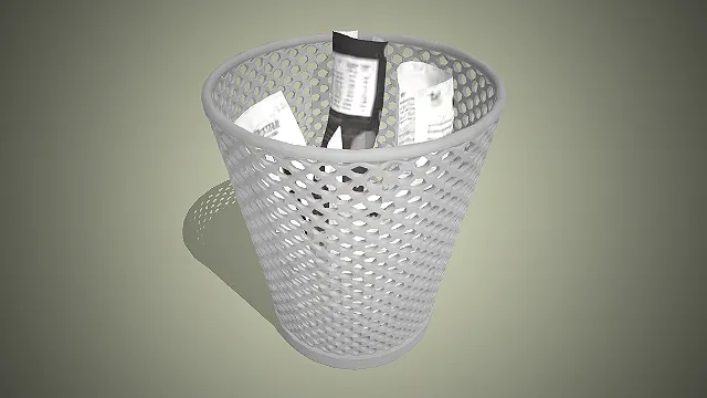 一个白色的简约风格的镂空网状塑料垃圾桶