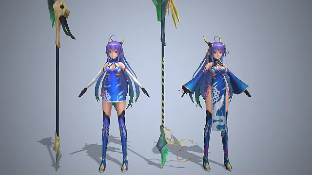 国风龙女  中式旗袍  龙纹配饰  二次元国风