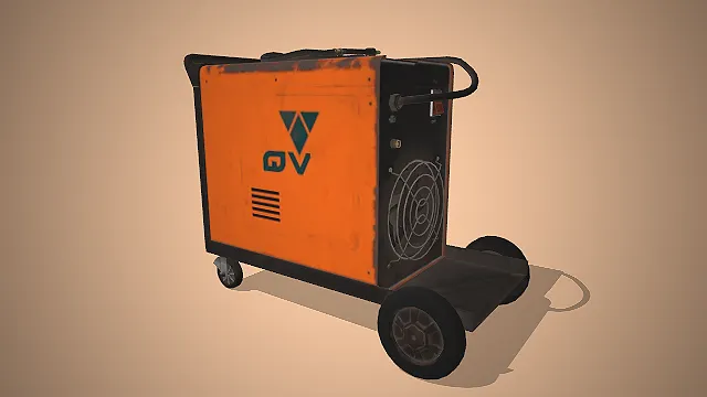 一款橙黑配色的，写实风格工业电焊机3D模型