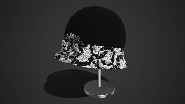 时尚风格  渔夫帽   针织材质  蕾丝花纹  复古风格  金属展示架  经典百搭  黑白配色