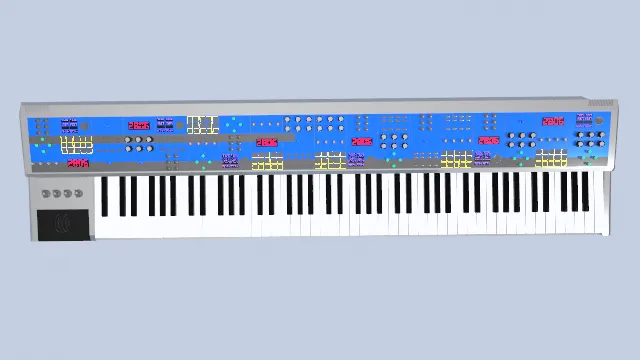 电子琴3D模型拥有标准的黑白键组合，黑色键呈长条形，白色键为常规尺寸，整体符合传统键盘乐器的演奏习惯。