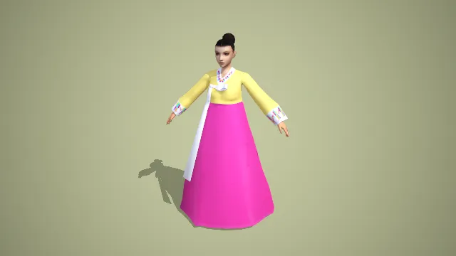 传统朝鲜族服饰女性角色 3D 模型.fbx