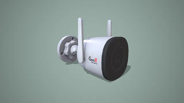 壁挂式双天线无线安防监控摄像头 3D 模型