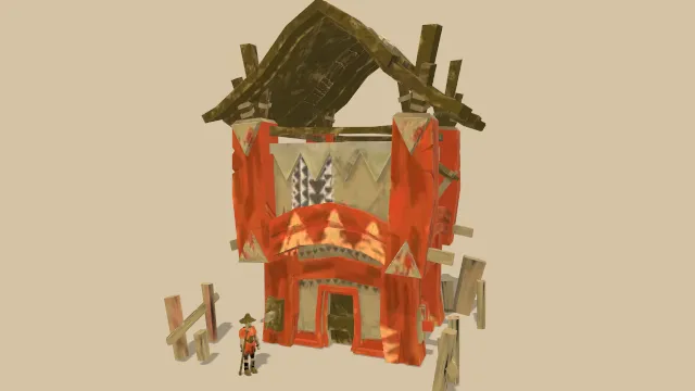 部落风格房屋木屋建筑士兵围栏