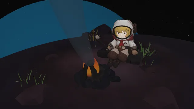 3D卡通风格白红黄黑系太空露营角色场景模型，创意设计（3D场景、卡通风格、奇幻太空风，场景设计主题）