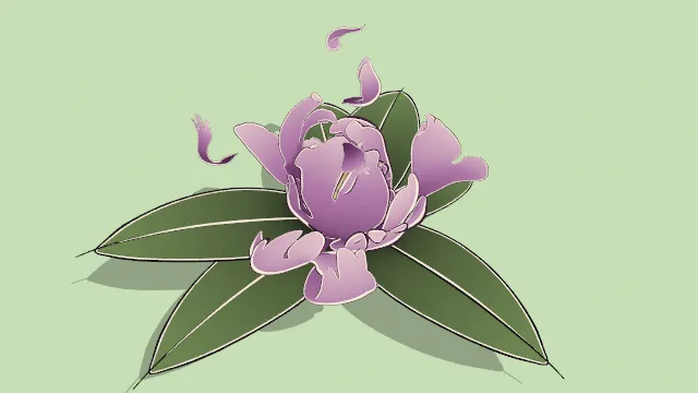 古风水墨画风牡丹3D模型花朵植物