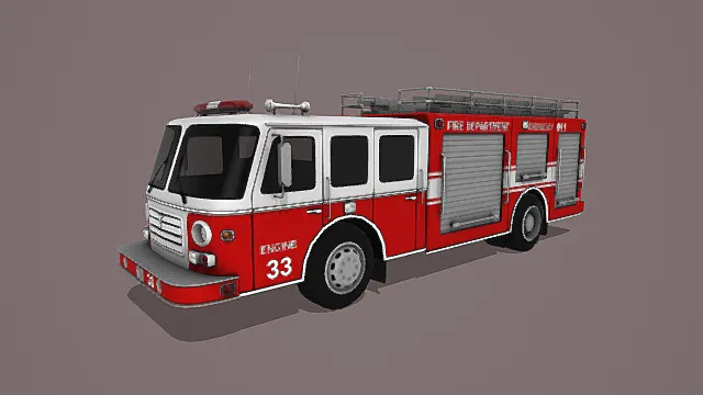 卡通风格消防救援车3D模型