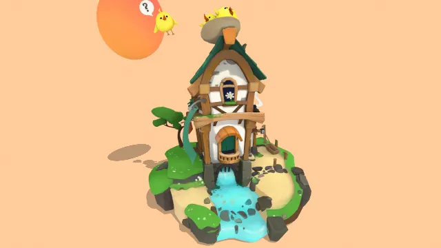 风格化鸟儿酒吧建筑房子