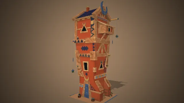 月亮房屋楼层建筑场景